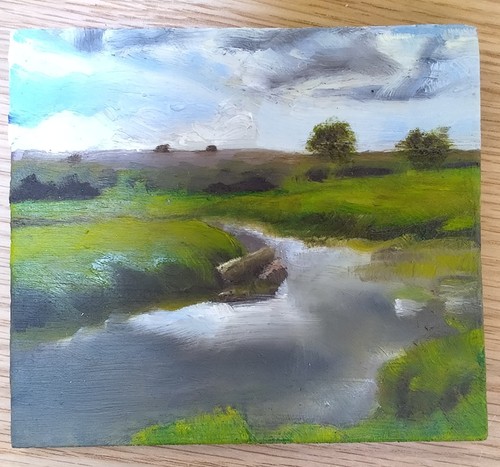 Miniature oil landscape - oil,