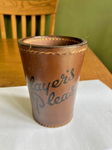 Vintage leather dice cup - dice,