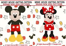 NEW!  Mickey and Minnie Mouse BOTH Knitting Patterns 16 inches/40cm DK Yarn FAB!