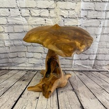 45cm x 35cm Wooden Point Mushroom Toadstool Sculpture Garden Teak Root Ornament