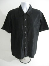 ARMAND BASI VINTAGE MENS BLACK SHINY STRIPED SHIRT XL