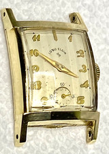 Vintage Deco Lord Elgin 14k gf 670 Asymmetrical 21J Mans Watch Matching Crystal