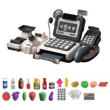 Simulation Supermarket Store Toys Cash Register Grocery Item Kids Blue
