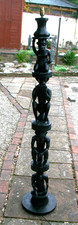 TALL[60"] ANTIQUE EBONY MAKONDE TREE OF LIFE  WOODEN CARVED FLOOR LAMP