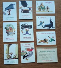 9 Vintage Guinness Advertising Postcards Set C plus 3 additional. Dated 1960s