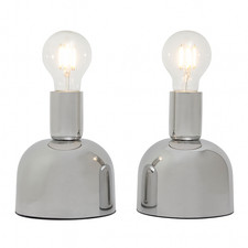 Pair Touch Table Lamps Chrome 3-Stage Dimmable Bases Lamp Shades Not Included