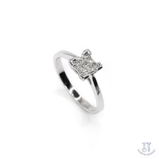 18K White Gold Square Natural