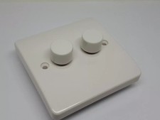 MK 2 Way Double Dimmer Switch 240V 2X300W/VA Part # K1522 WHILV 1G Plate