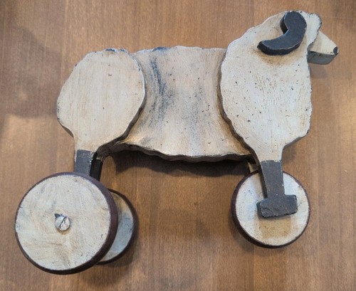 Child antique wood sheep - child’s,