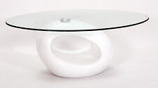 White Coffee Table Clear Glass