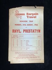 BR 1966 Railway Handbill Rhyl Prestatyn From Oswestry Chirk Ruabon Wrexham