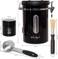 Airtight 1.8L Coffee Canister Set Includes Scoop Cleaning Brush 30ml Travel Jar