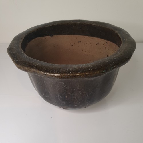 Vintage bonsai pot brown - pot,