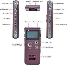 Portable Digital Voice Recorder 8GB Audio Dictaphone MP3 LCD Purple