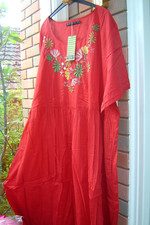 BNWT *Gudrun Sjoden* Kordelia flower embroidered organic cotton dress XL 48"