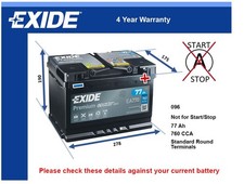 Car Battery EA770 Exide 096