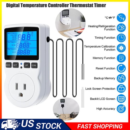 Lcd digital plug thermostat - plug, in