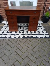 Vintage Old Desk Workstation Table Leather Inlay Top Can Deliver