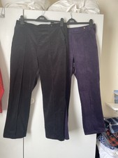 M&S Classic Cord Trousers X 2, Black & Purple Elasticated Size 14S W 34” L 27” 