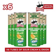 Pringles Sour Cream & Onion Flavour Crisps Sharing Tub 185g, 6 Pack