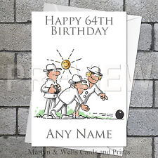 Bowls birthday card. 5x7 inches. Crown green bowls. Personalised, plus envelope.