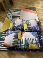 Habitat Abstract Wool Cut Pile Rug - 170x120cm & Cushions