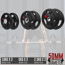 2x 2.5-10kg Rubber Coated Olympic Tri-grip Weight Plates Type-O Home Gym Fitness