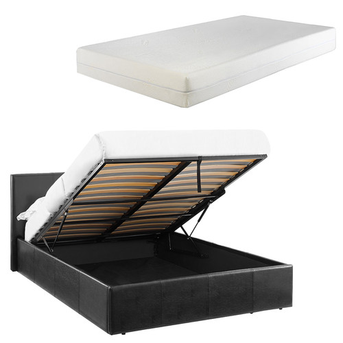 Double bed 4ft6 ottoman black - bed,