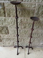 Antique Tall Wrought Iron Hand Forged Candle Stand Spanish Church Medieval Style