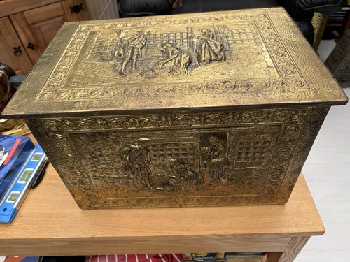 Vintage embossed brass wood - vintage,