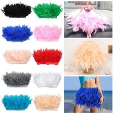 1 Meter Ribbon Tassel Natural Turkey Feathers Sewing Decoration Apparel Fabric