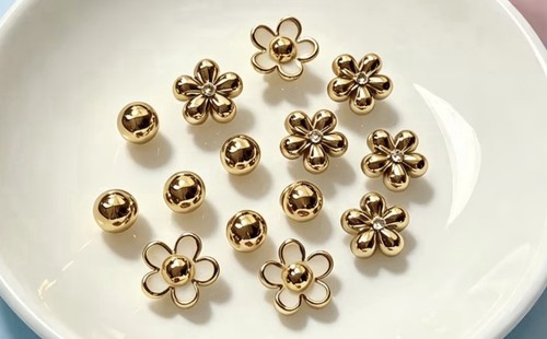 Croc charms gold - gold, 2pc