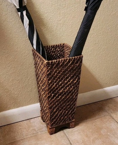 Vintage wicker bamboo umbrella - vintage,