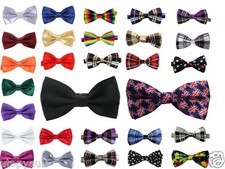 Mens Bow Tie Plain Adjustable Pre Tied for Wedding Party Double Layer Bowtie