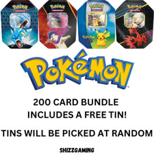 200 Pokemon Cards Bundle Bulk Job Lot - Free Tin Or Now ETB