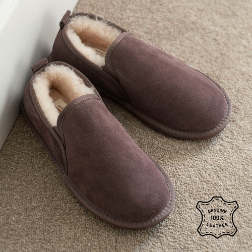 Men sheepskin lined slippers - sheepskin,