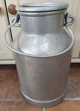 Vintage French metal milk churn, lid & carry handle, Japy, 37cm tall