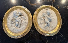 2 Antique Vtg Plaster
