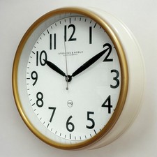 Quartz Clock Wall Mounted Vintage Retro Style Round Beige Gold Sterling & Noble