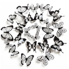 24 x 3D Black Stripe Butterfly