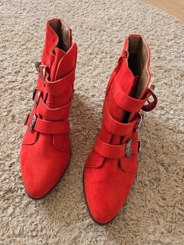 New red suede western multi - red,