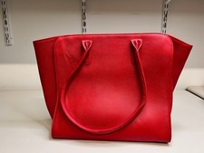 Red Faux Leather Tote Bag