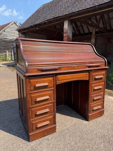 Antique oak roll top - roll, desk