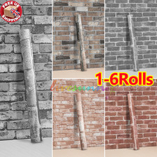 Slate Grey Wallpaper Realistic Brick Wall Faux 3D Effect Rustic Feature 1-6Roll-