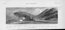 Original Old Antique Print Hms