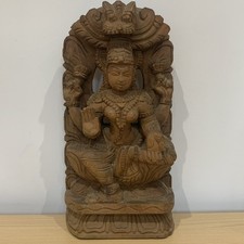 Indian Wooden Carving Statue of Hindu Goddess Lakshmi - 31cm Tall