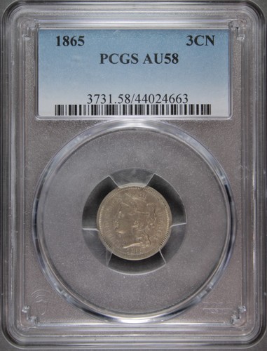 1865 three cent - three, au58