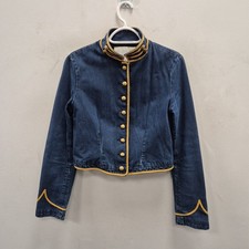 Ralph Lauren Denim Supply Vintage Navy Blue Gold Military Denim Jacket Medium 