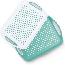Essen 2-Pack Serving Tray Set Non-Slip Lap Boards with Grip Handles Plastic Tray