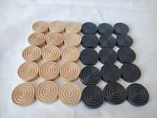 Set of Wooden Backgammon Pieces 24mm x 7mm - Light Brown / Black - England